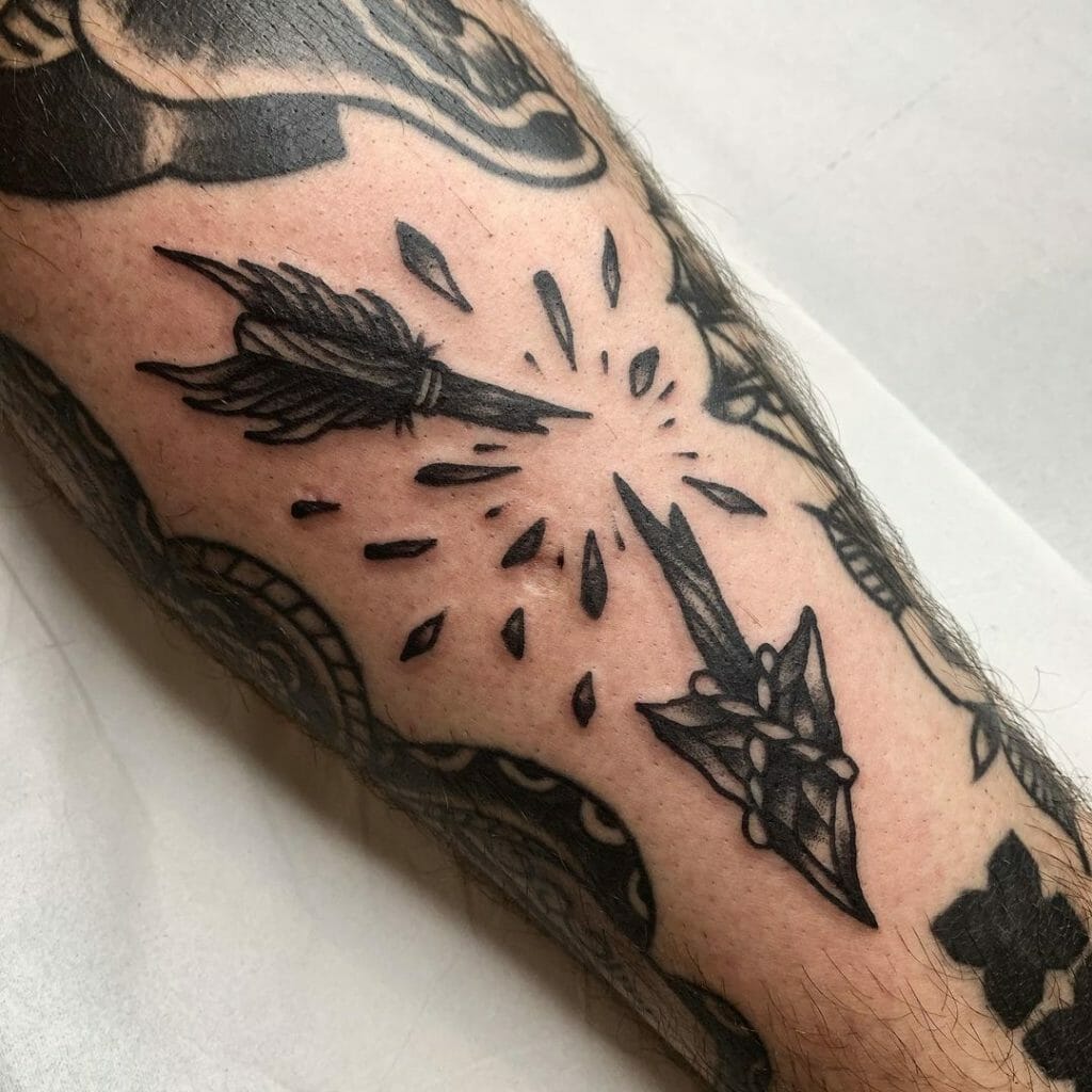 Traditional Broken Arrow Tattoo