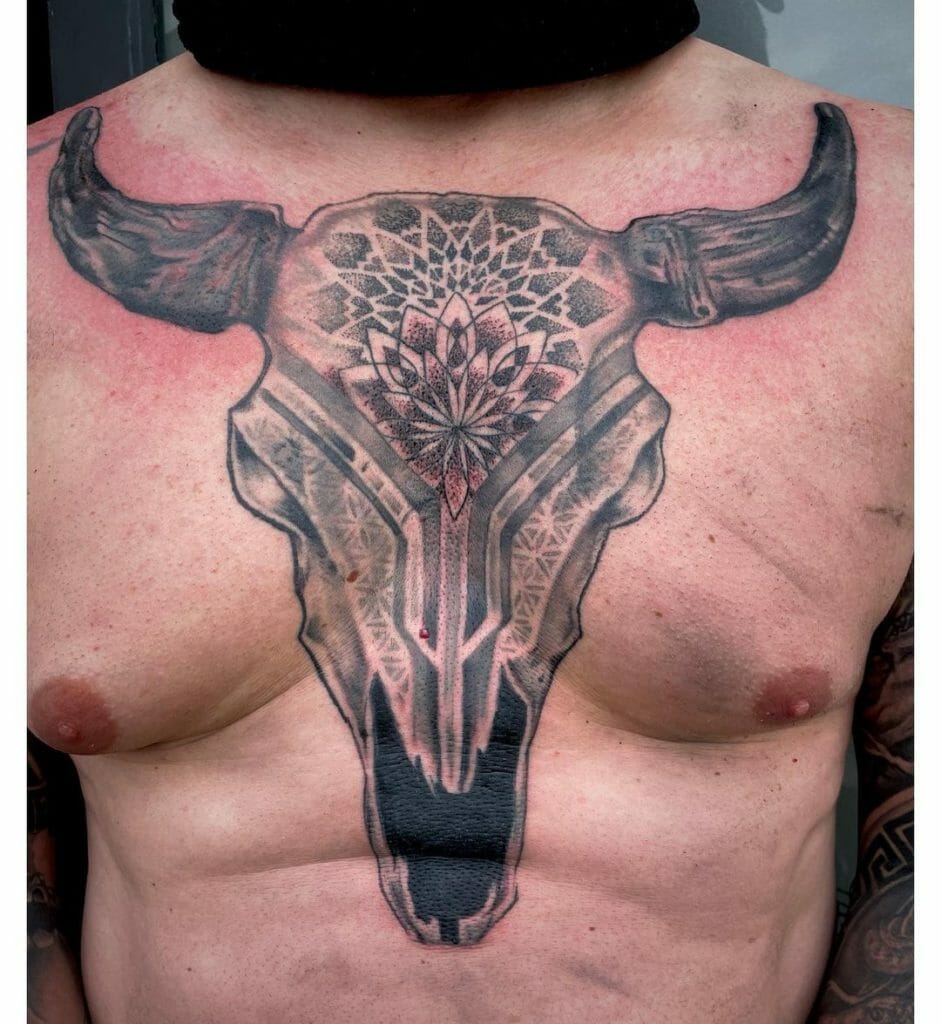 Tribal Bull Skull Tattoo