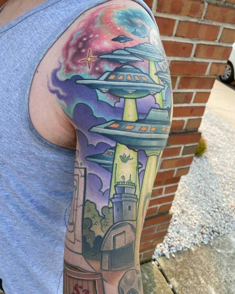UFO Inspired Tattoo Designs For Spaceship Lovers