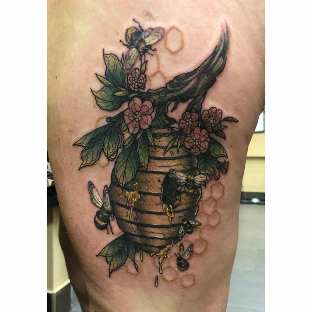 Ultra-Detailed Beehive Tattoo