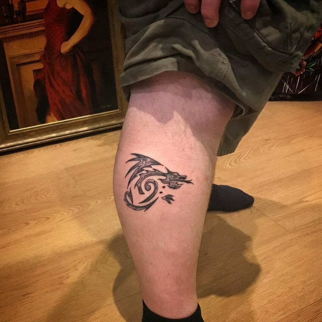 Unique Dragon Bass Clef Tattoo