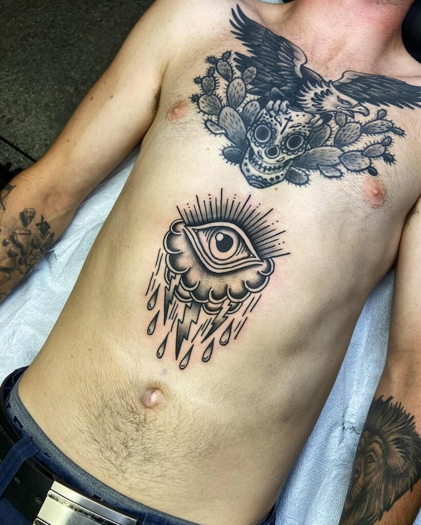 Unique Eye Stomach Tattoo