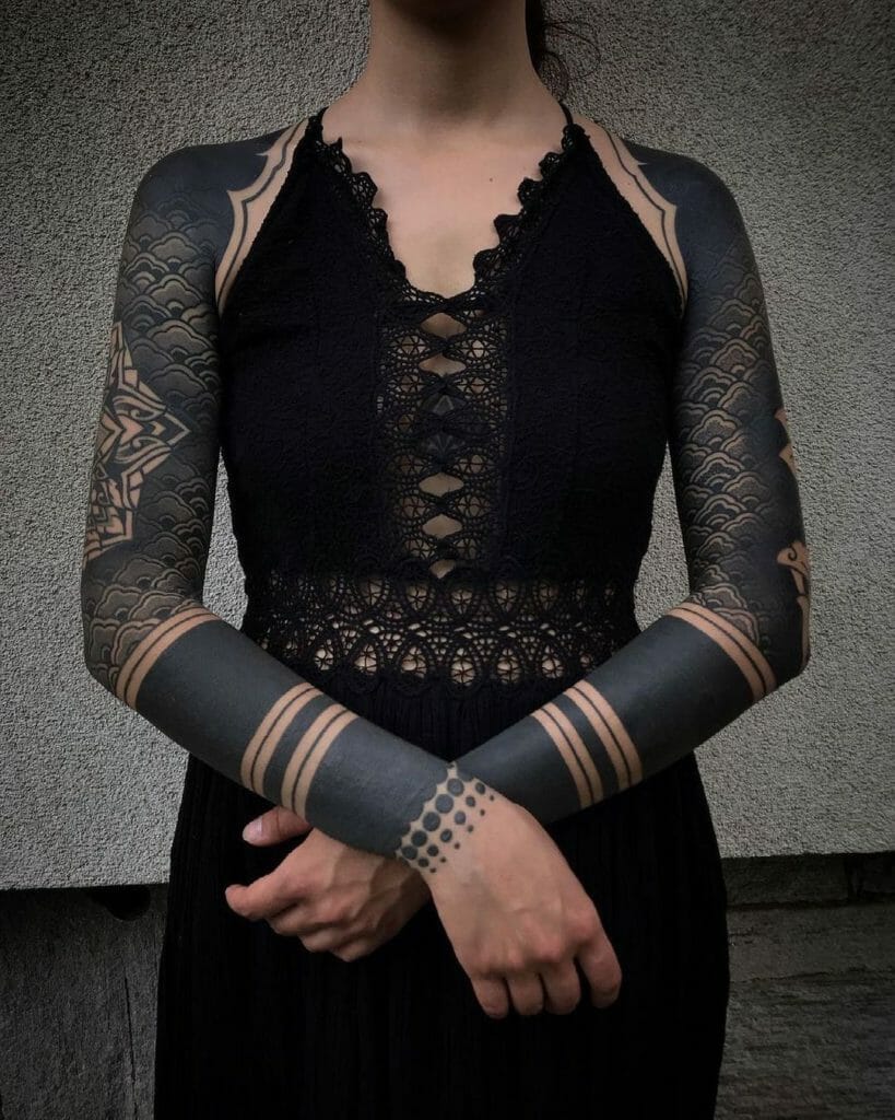 Unique Sleeve Blackout Tattoo