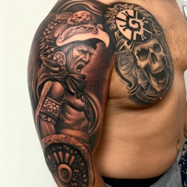Unique Tattoo Design Of The Ferocious Warriors