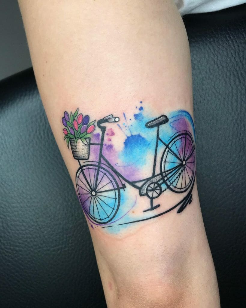 Vibrant And Colourful Bicycle Tattoo