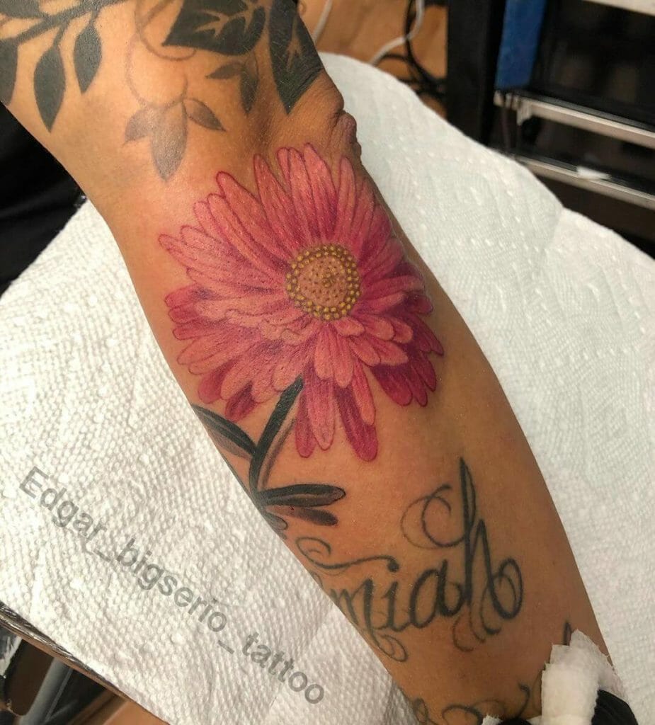 Vibrant Aster Flower Tattoo
