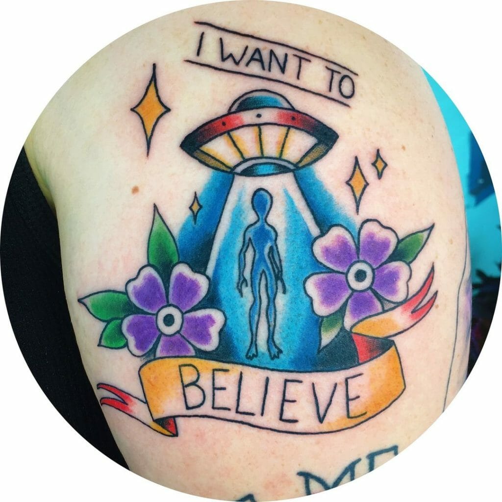 Vintage I Want to Believe Tattoo