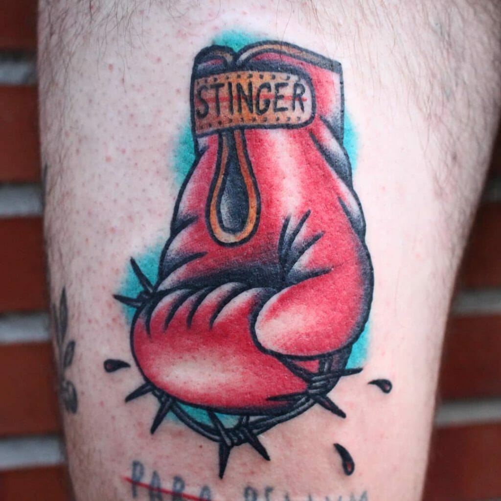 Wire Stinger Boxing Gloves Tattoo Designs For Men