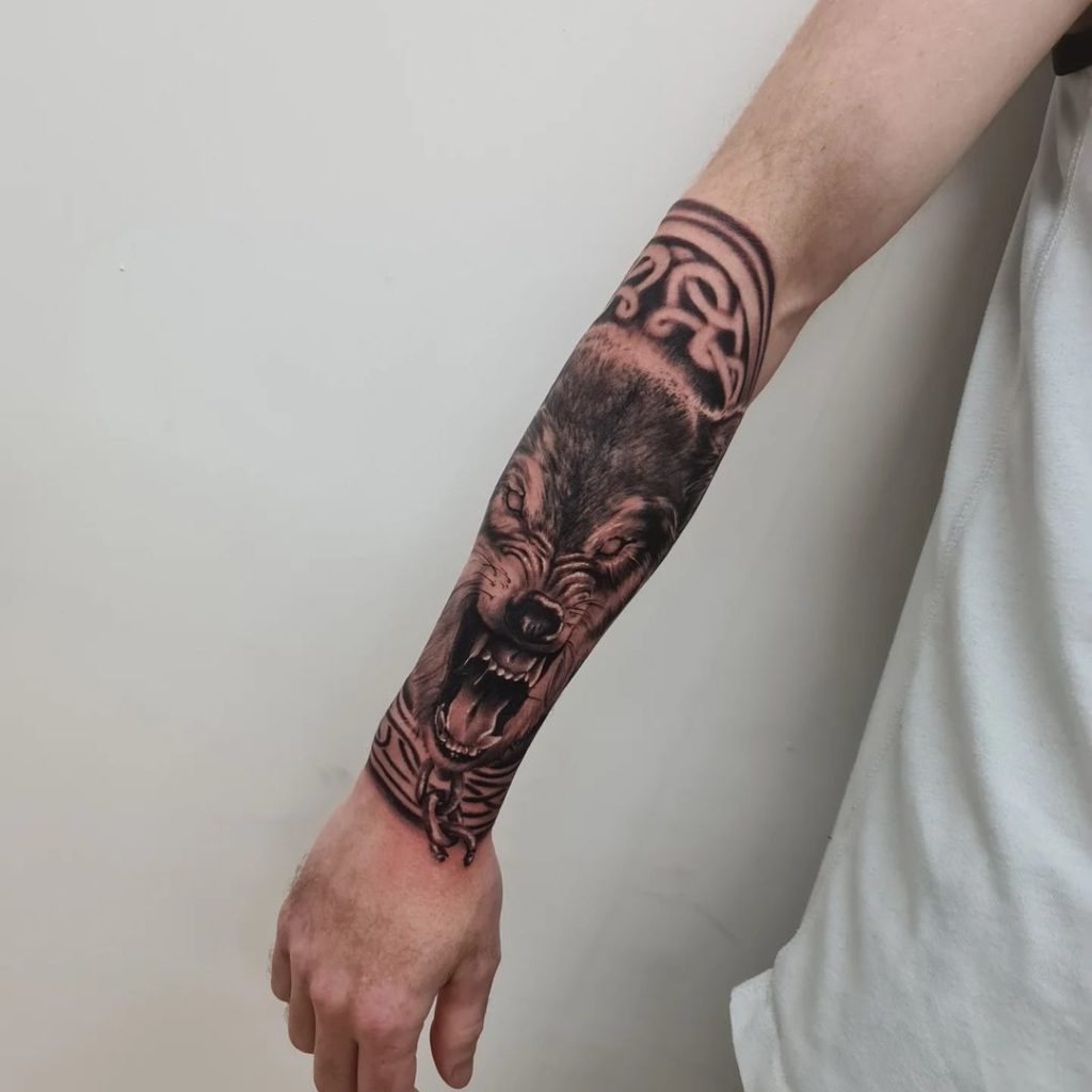 Wolf Face Celtic Tattoo