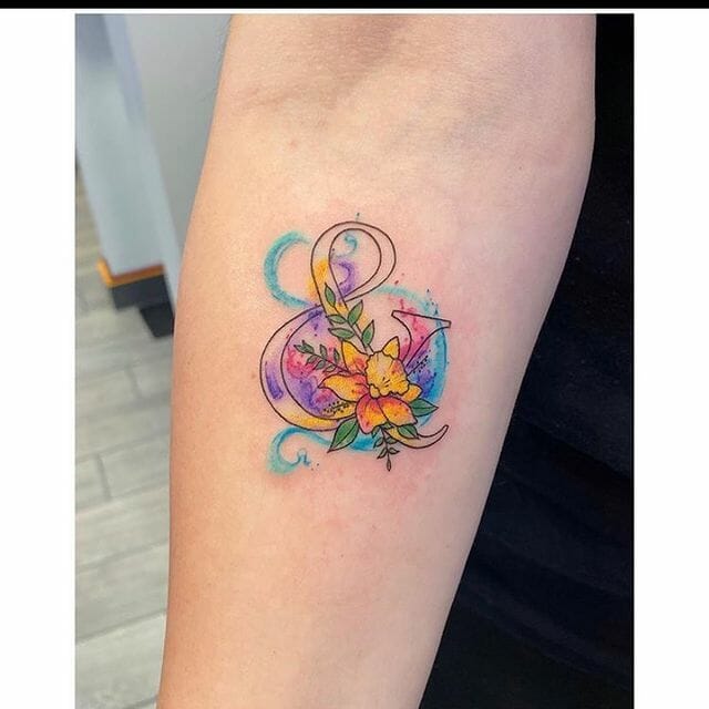 colourful Ambigram tattoo