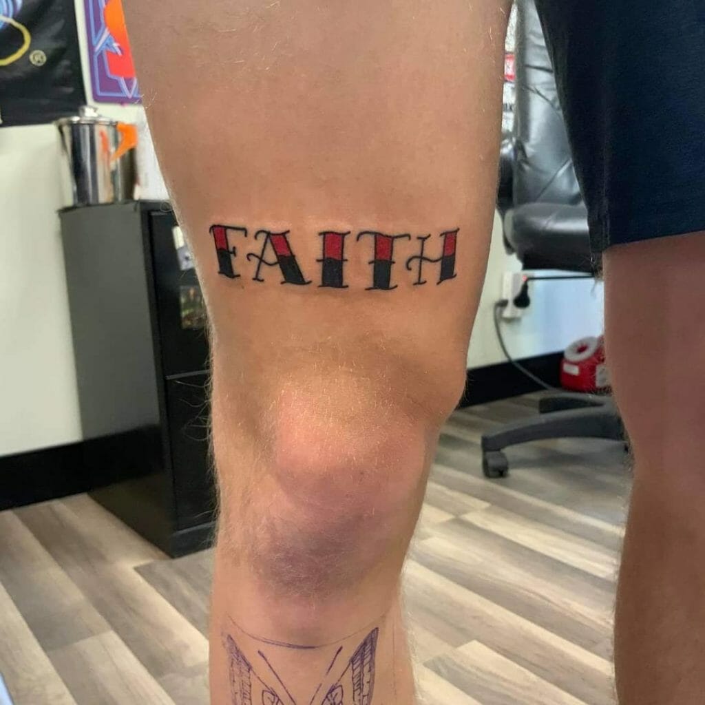 faith tattoo on leg