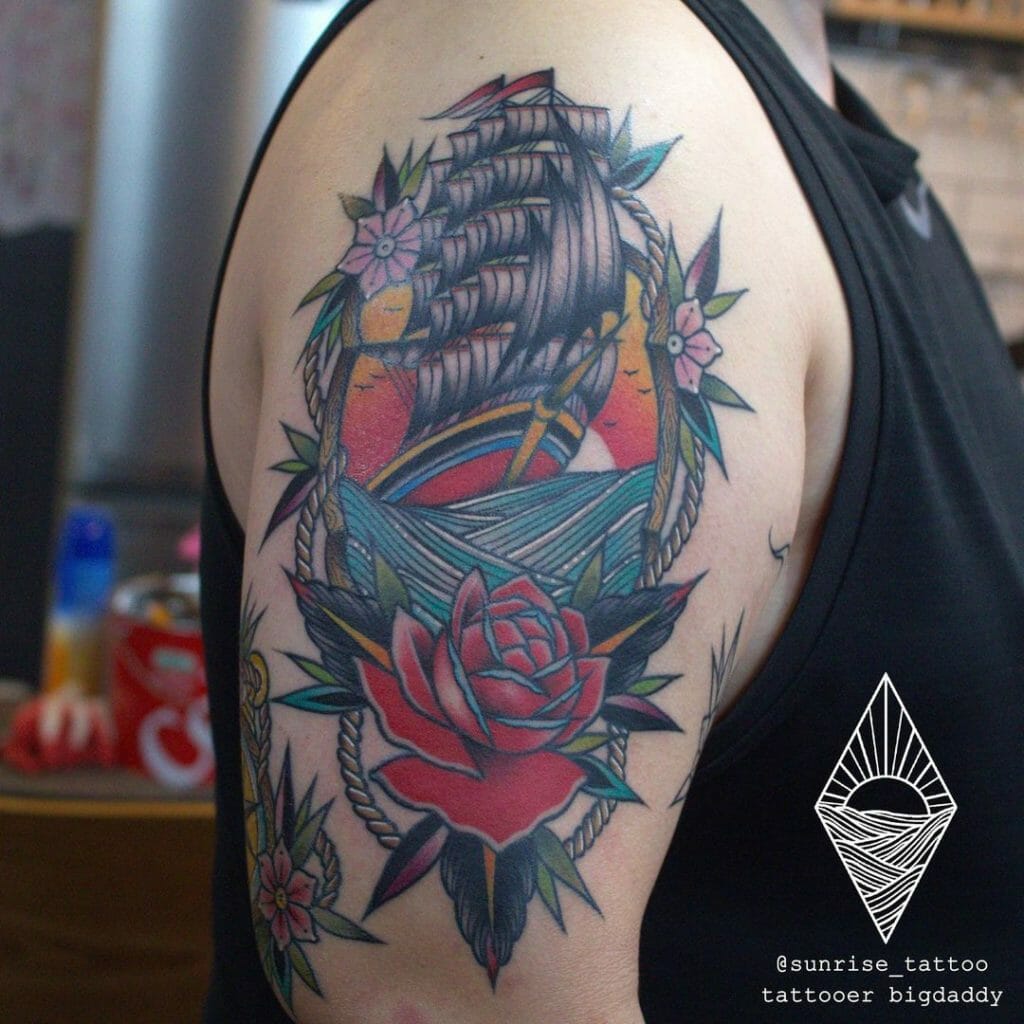 flower ship tattoo