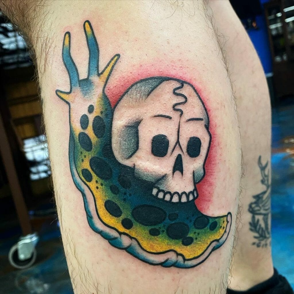 snail with a skull tattoo