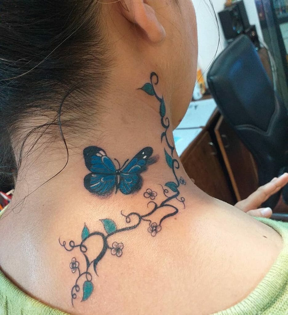 vibrant blue butterfly Tattoo