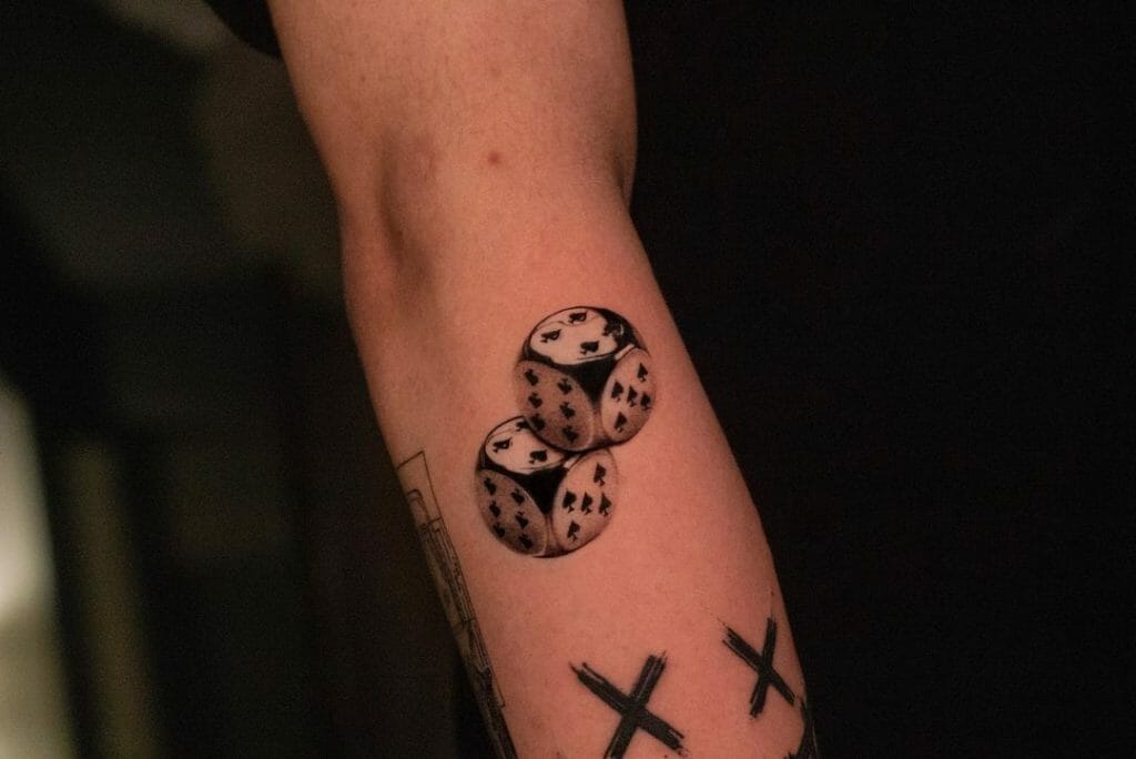 3D Pair Of Dice Tattoo Idea For People With Exceptional Foresight