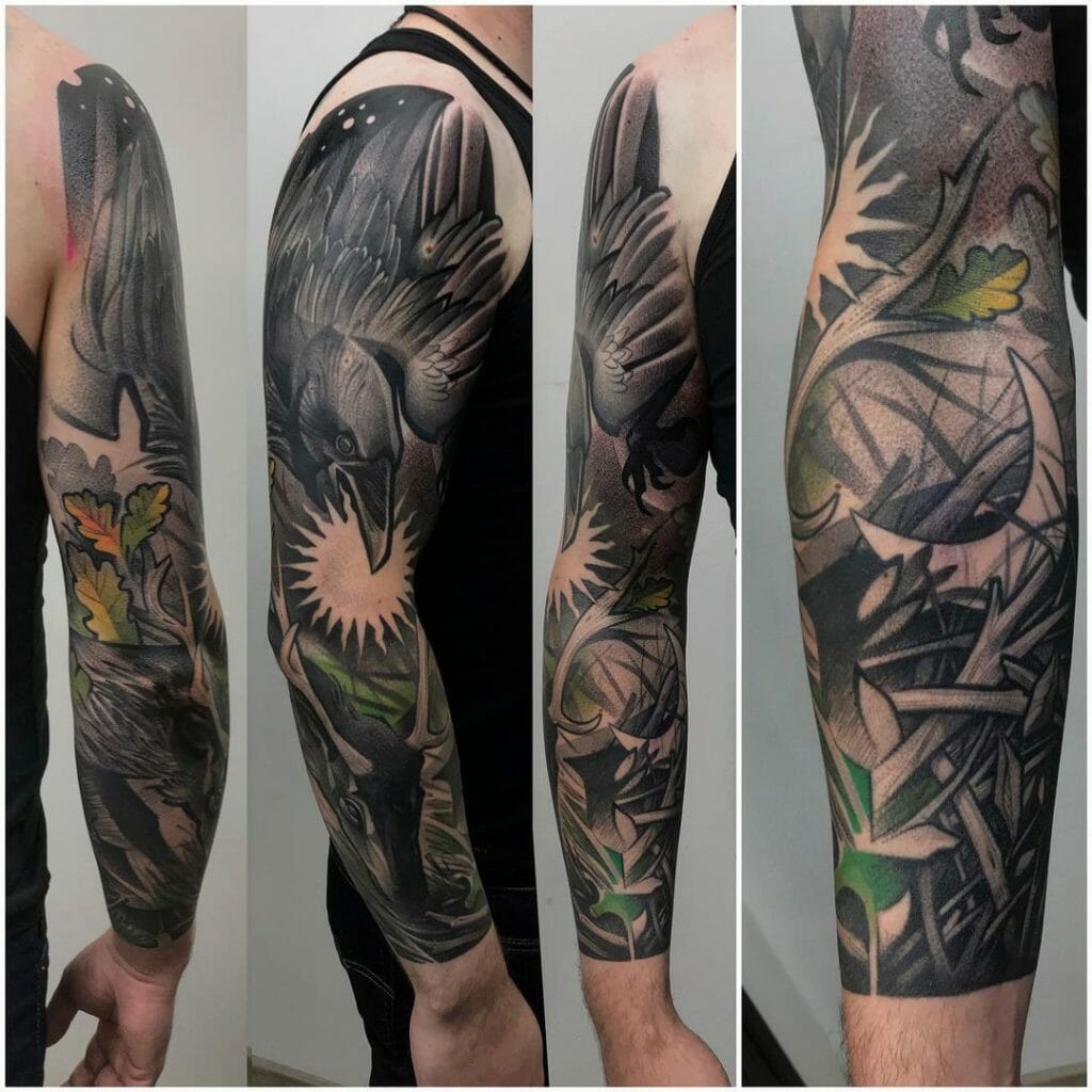 Abstract Forest Sleeve Tattoos