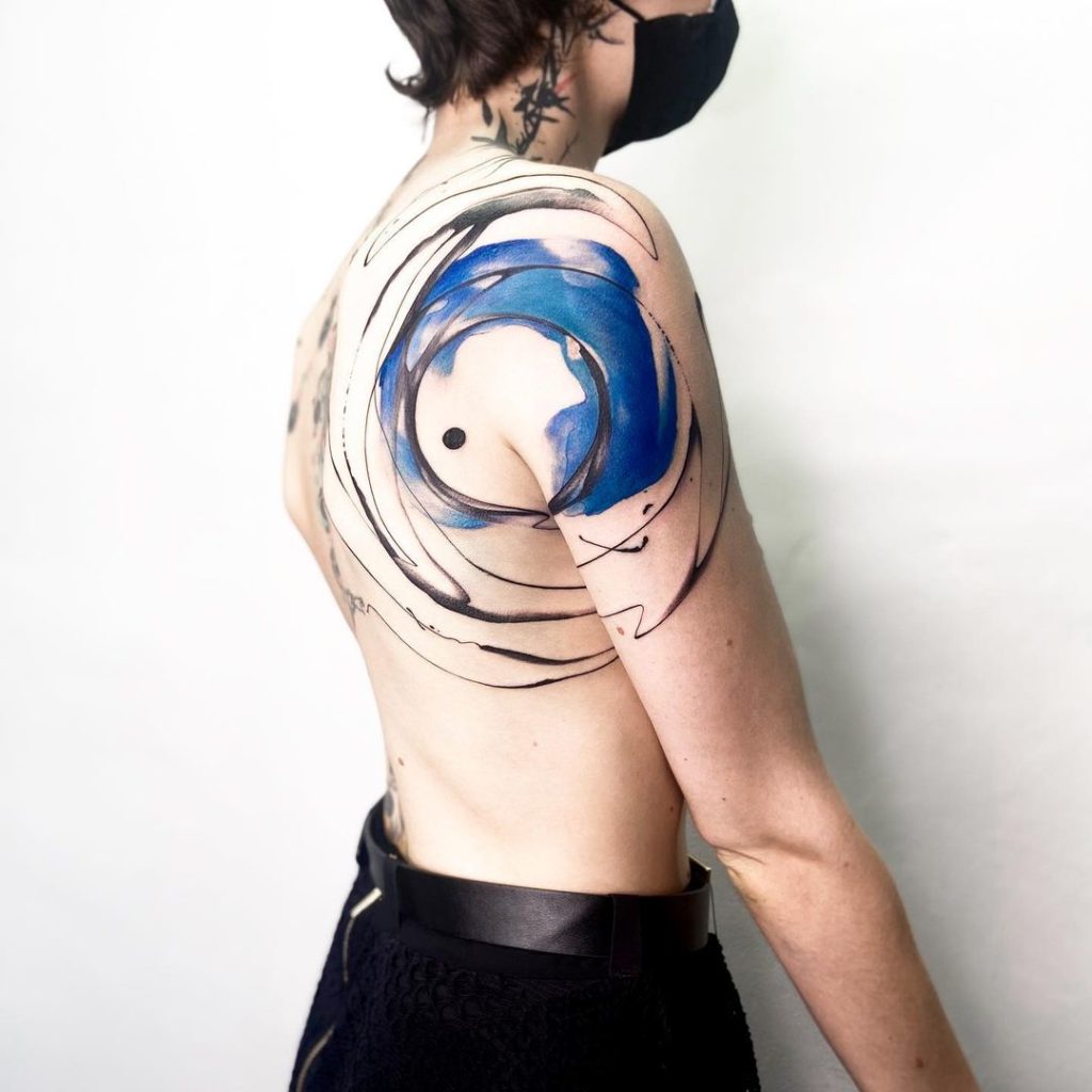 Abstract Watercolour Circle Tattoo