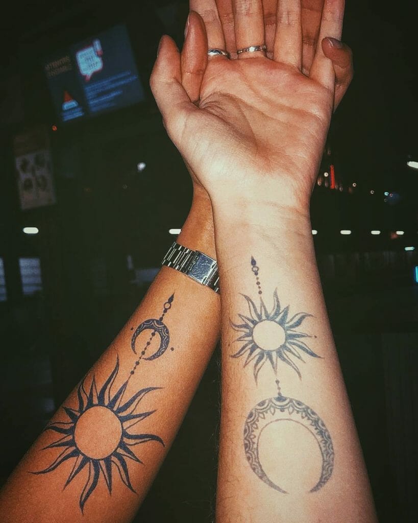 Aesthetic Sun And Moon Friendship Tattoo