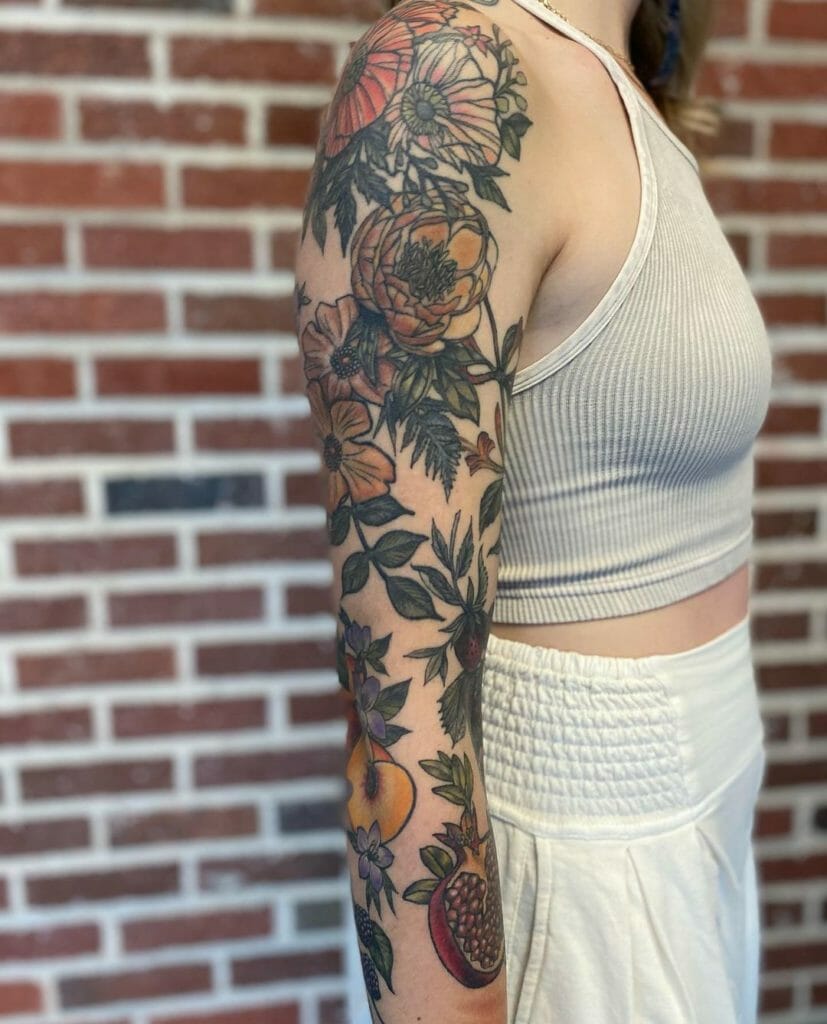 Amazing Floral Sleeve Tattoo