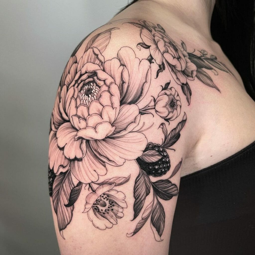 Amazing Flower Shoulder Tattoos