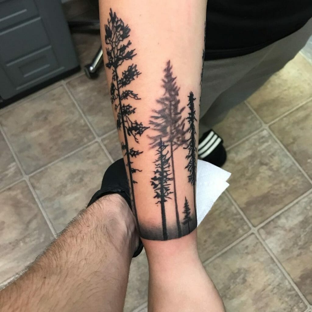 Amazing Forest Forearm Sleeve Tattoo