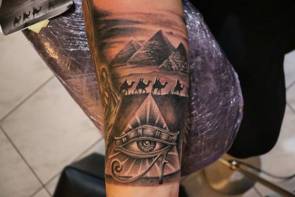 Ancient Egypt And Eye Of Ra Tattoo