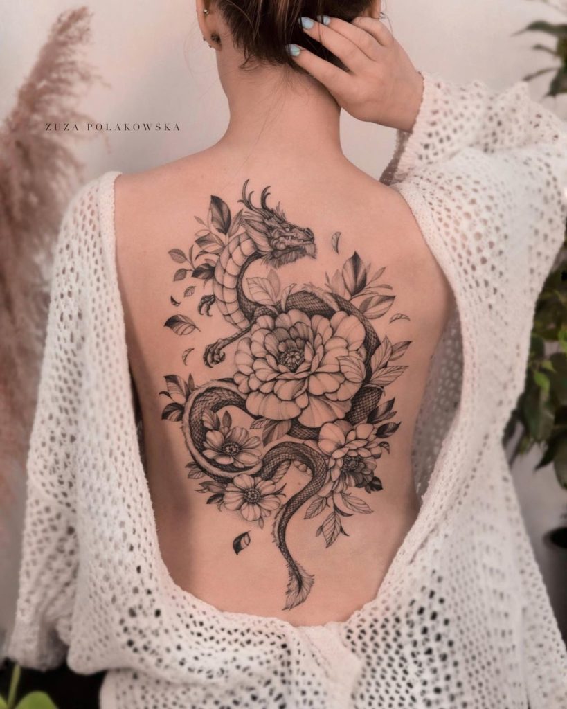 Art Nouveau Dragon Tattoo For The Art Enthusiasts