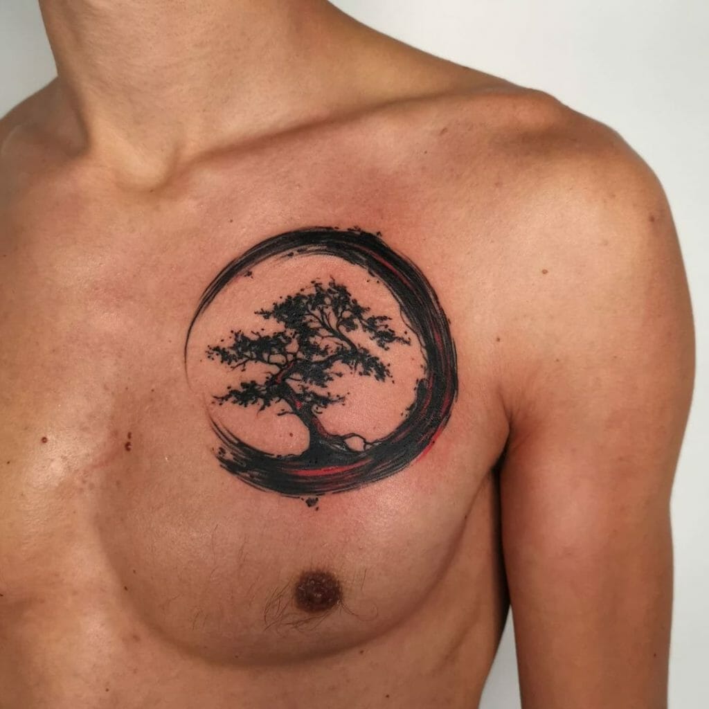 Awesome Enso Tattoo Design With Tree Symbol