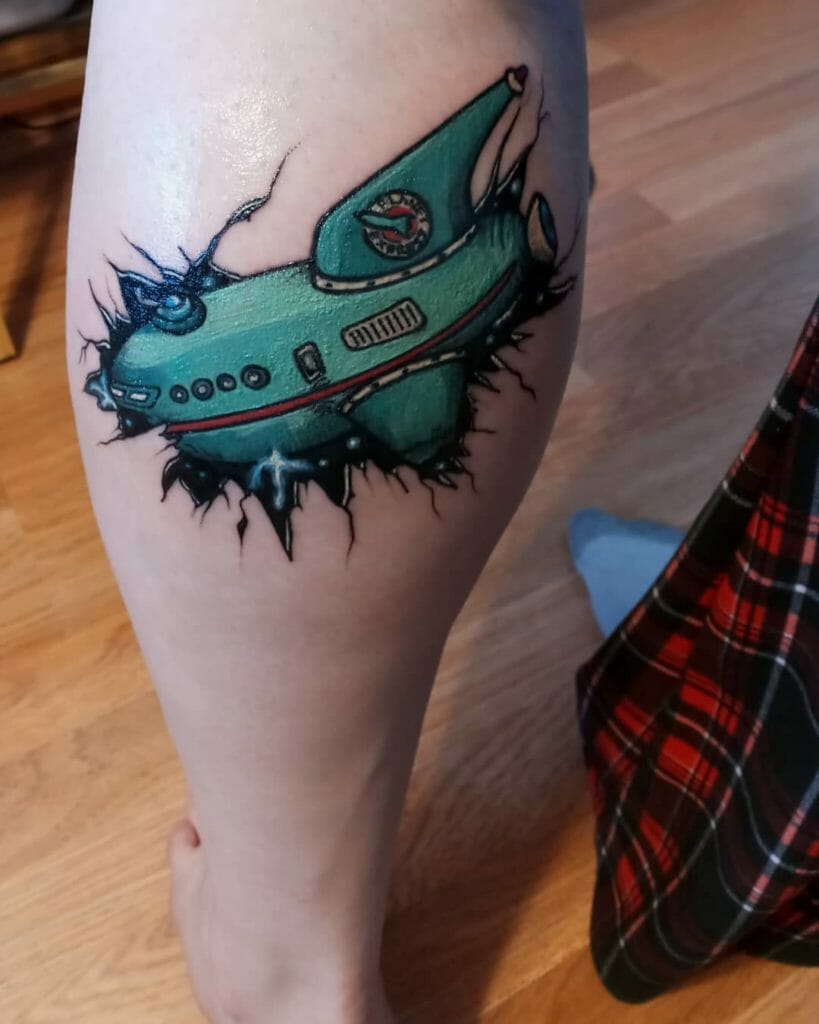 Awesome Planet Express Ship From Futurama Tattoo Designs