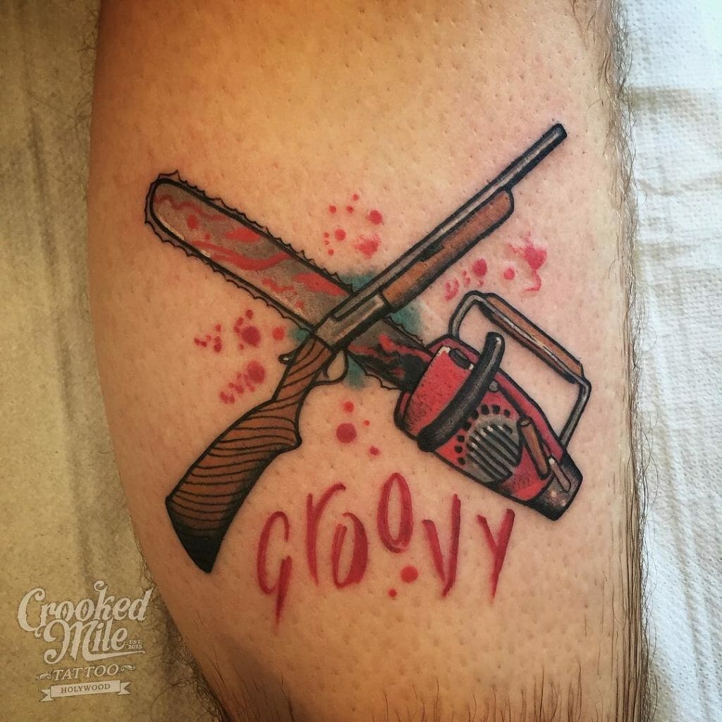 Awesome 'The Evil Dead' Tattoo Ideas With Weapons