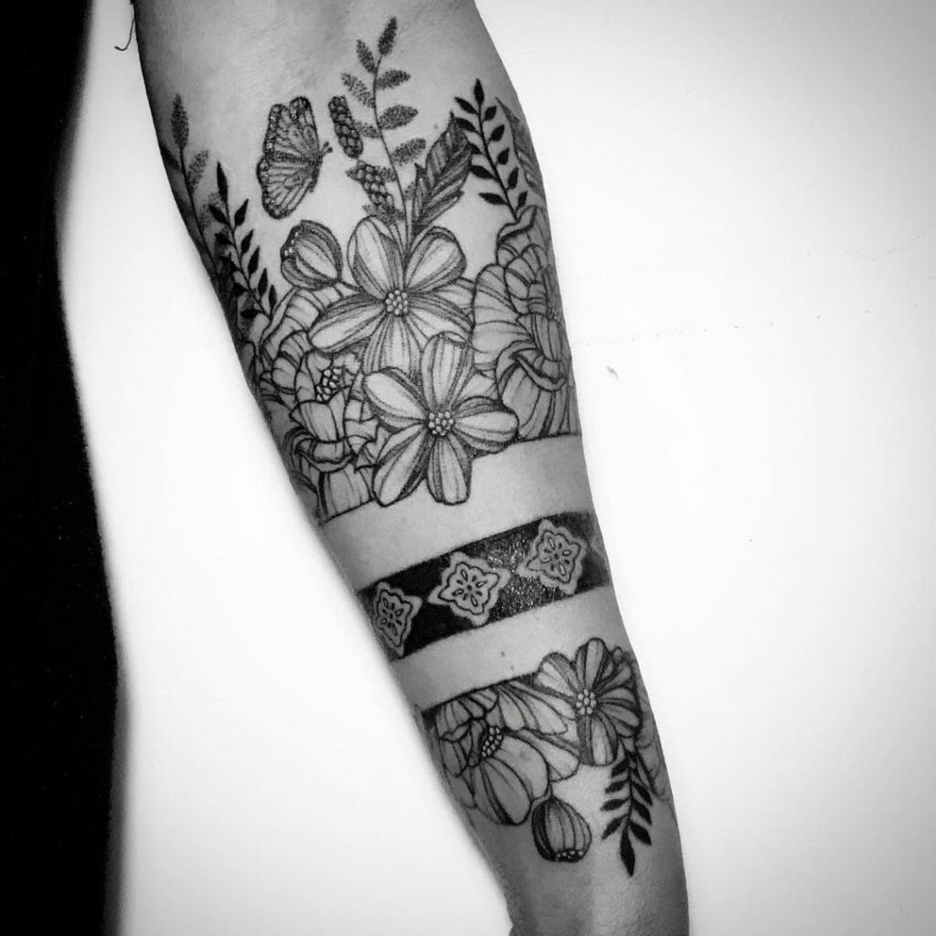 Band Sleeve with Flower Tattoo