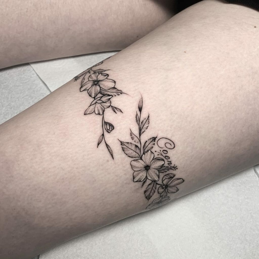 Beautiful Floral Garter Tattoo Designs