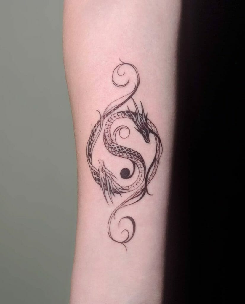 Best Dragon Arm Tattoos For Men With Yin Yang