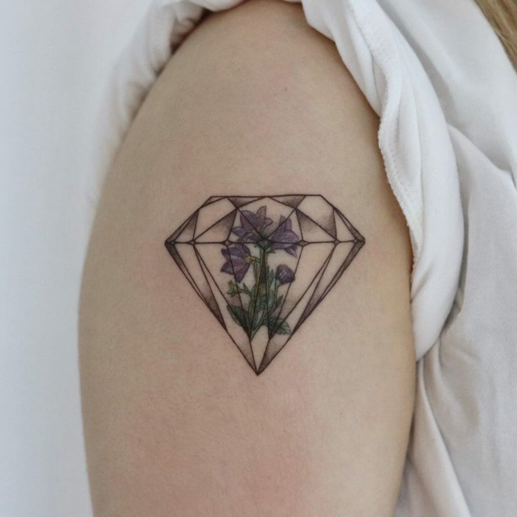 Black And Purple Geometric Diamond Tattoo Design
