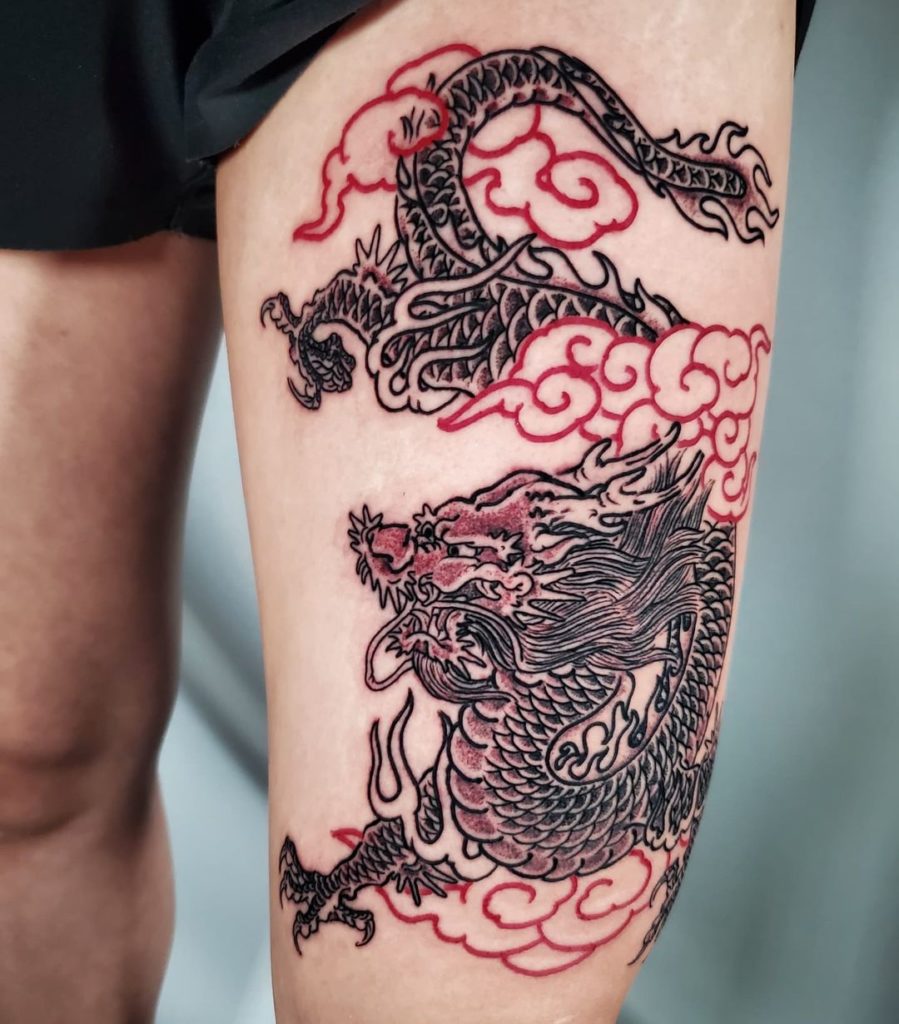 Black And Red Chinese Dragon Tattoo Design For The Imaginative Minds