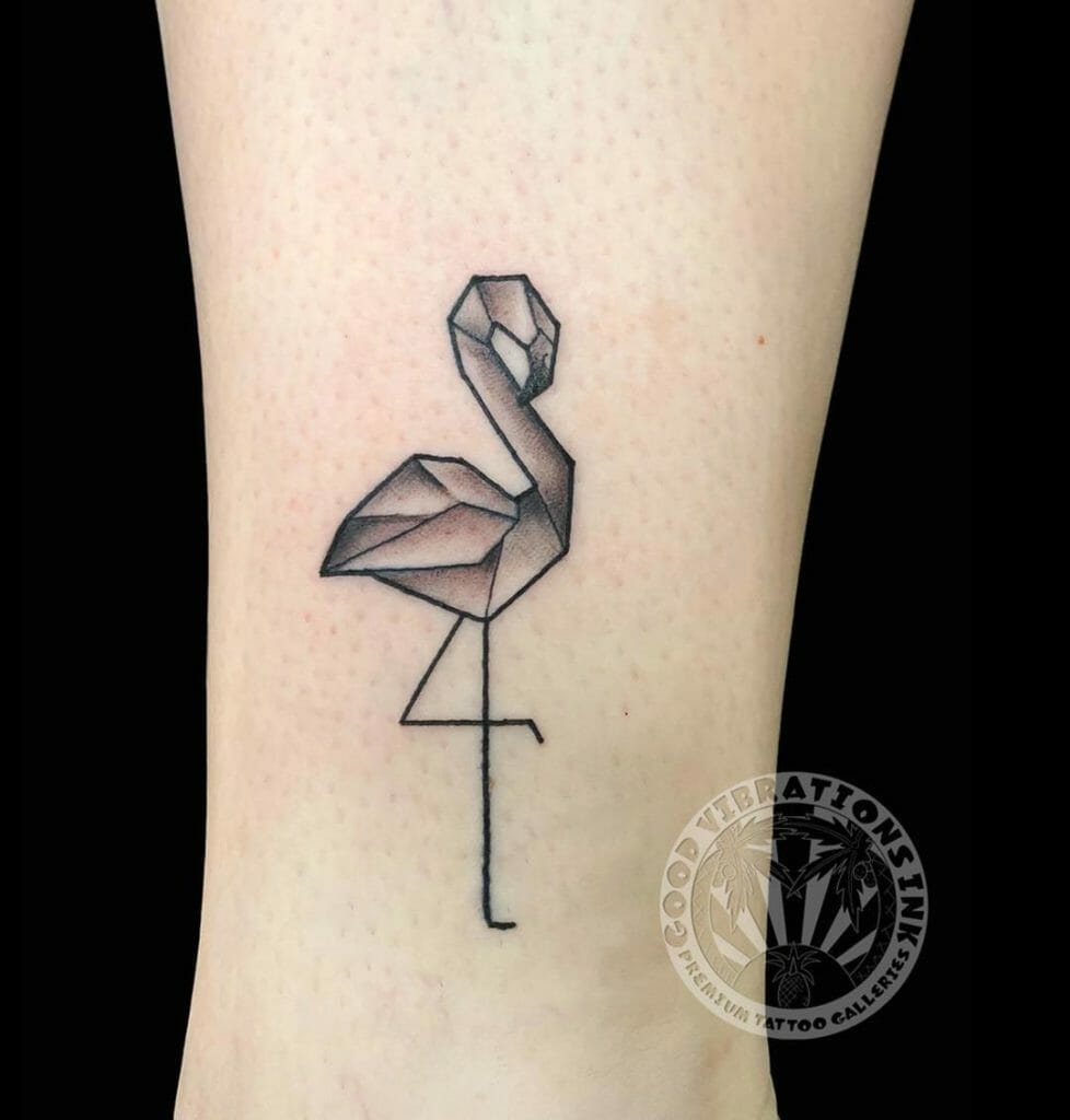 Black And White Geometric Flamingo Tattoo Designs