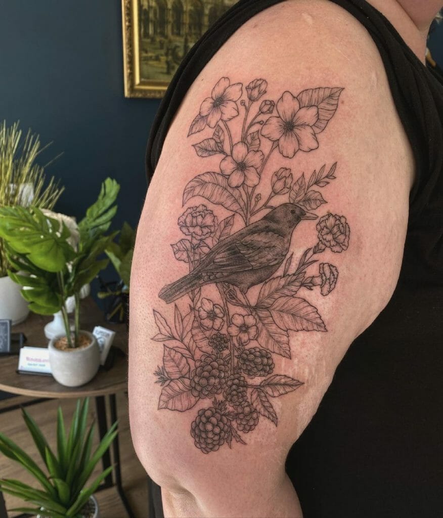 Black Bird Sketch Tattoo