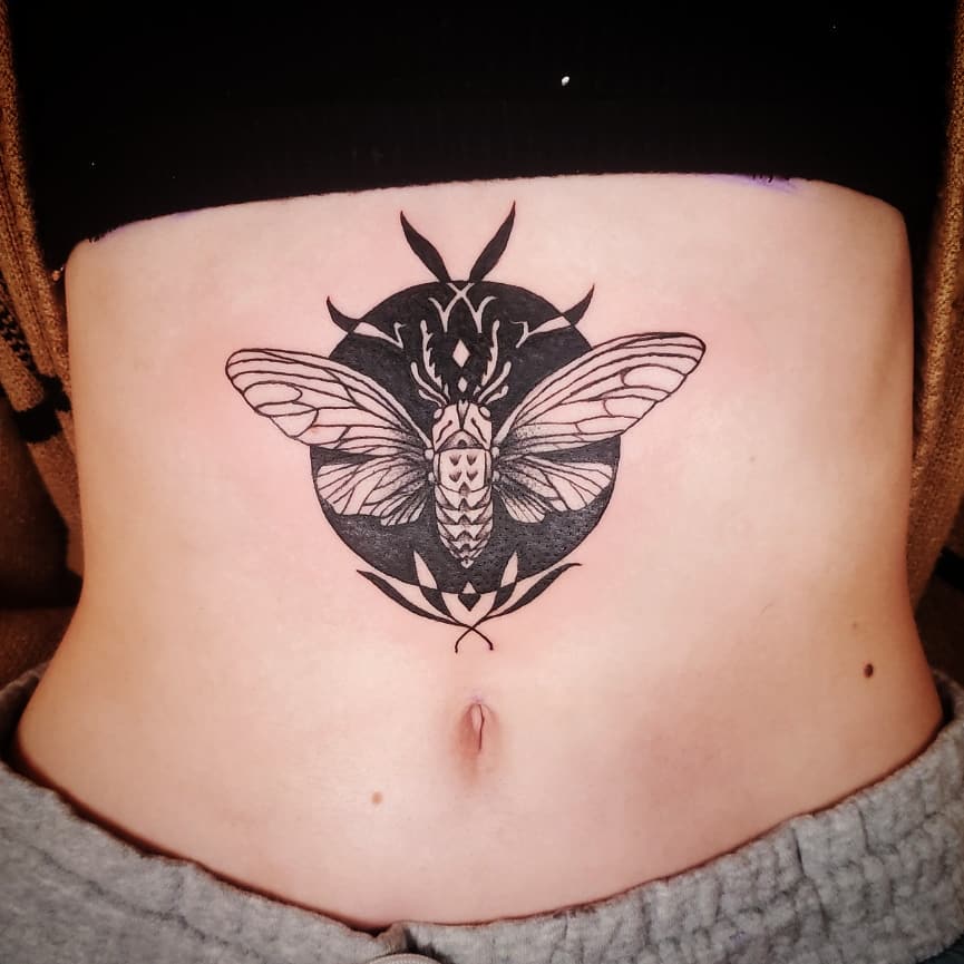 Blackwork Cicada Tattoo