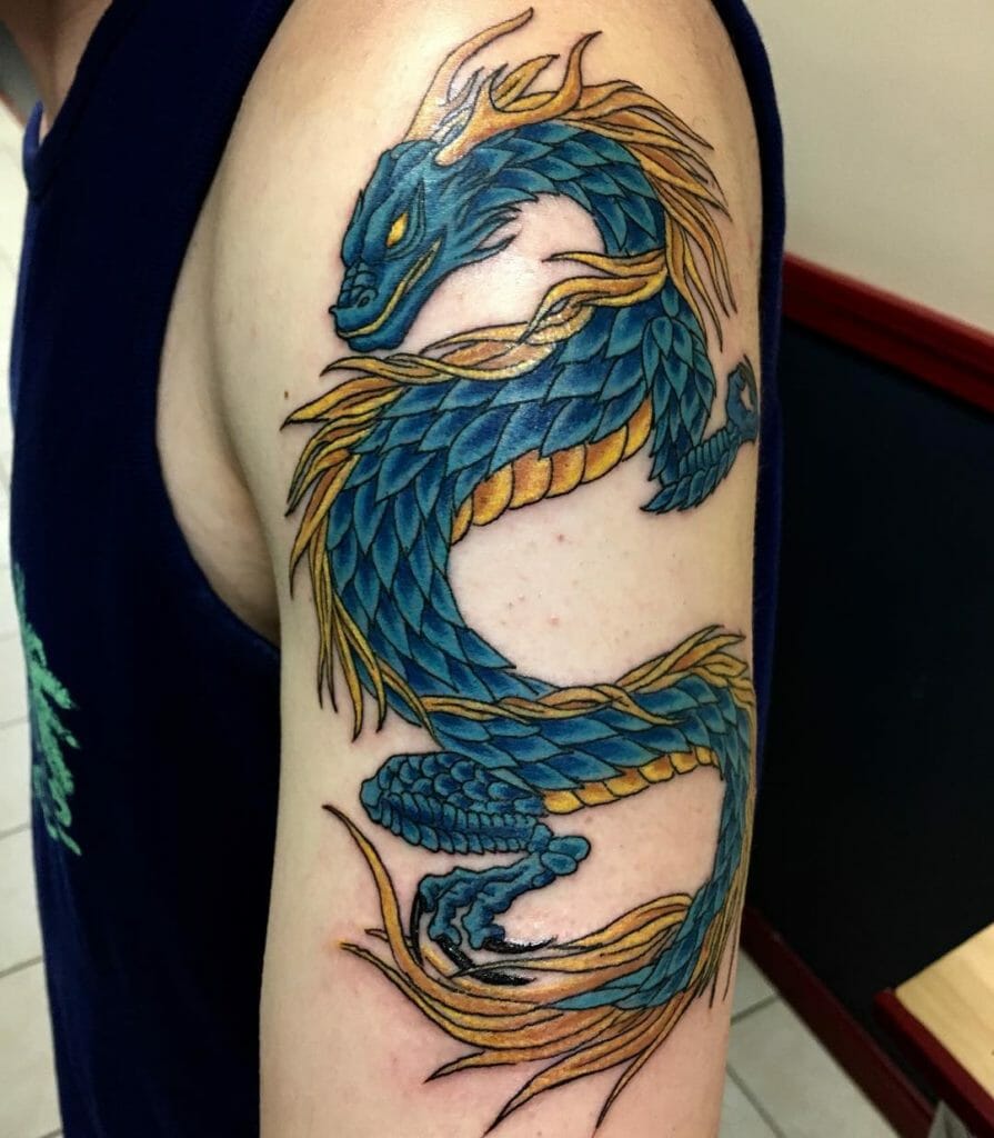 Blue Dragon Arm Tattoo