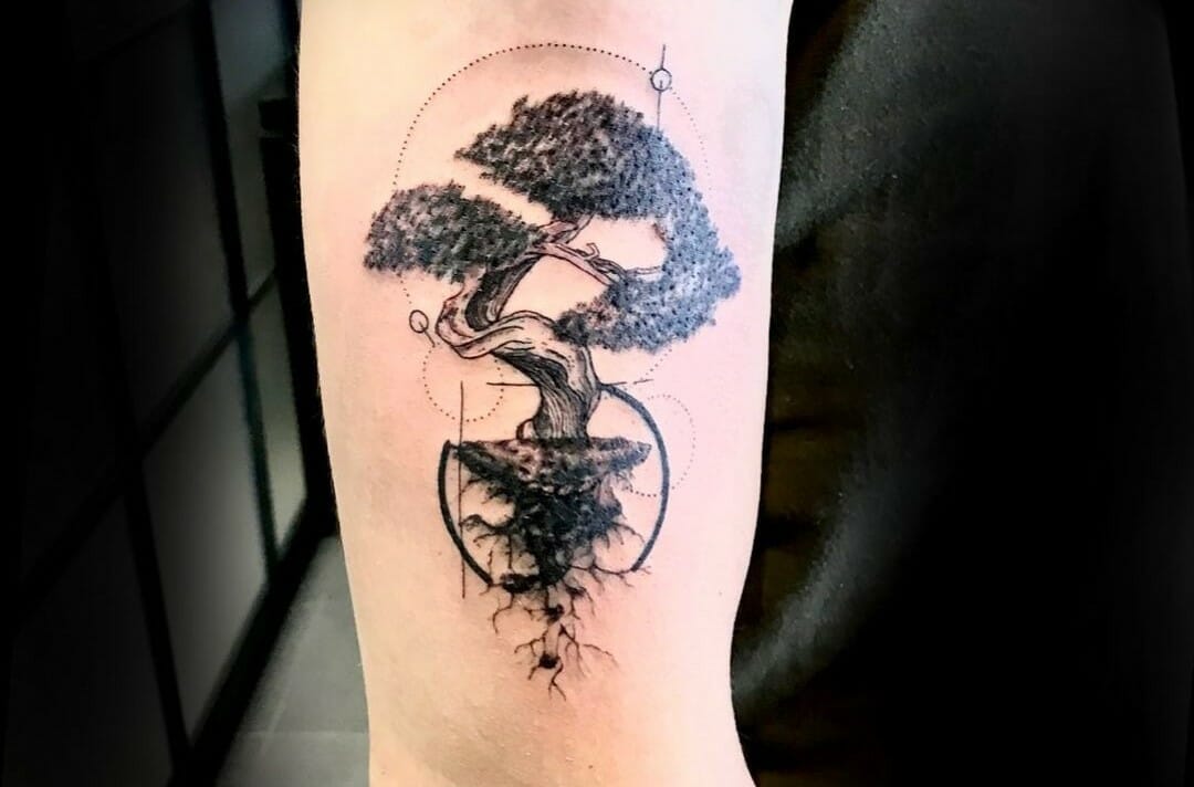 Small Juniper Bonsai Tree Mens Arm Tattoos  Bonsai tree tattoos Tree  tattoo men Tree tattoo designs