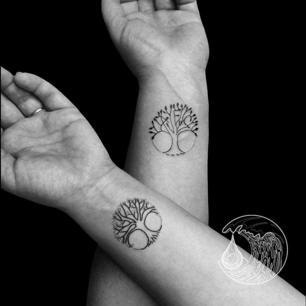 Pine Tree and Circle Temporary Tattoo Set of 3  Small Tattoos