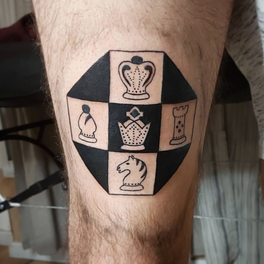 Chess Board With Chess Pieces Tattoo Designs