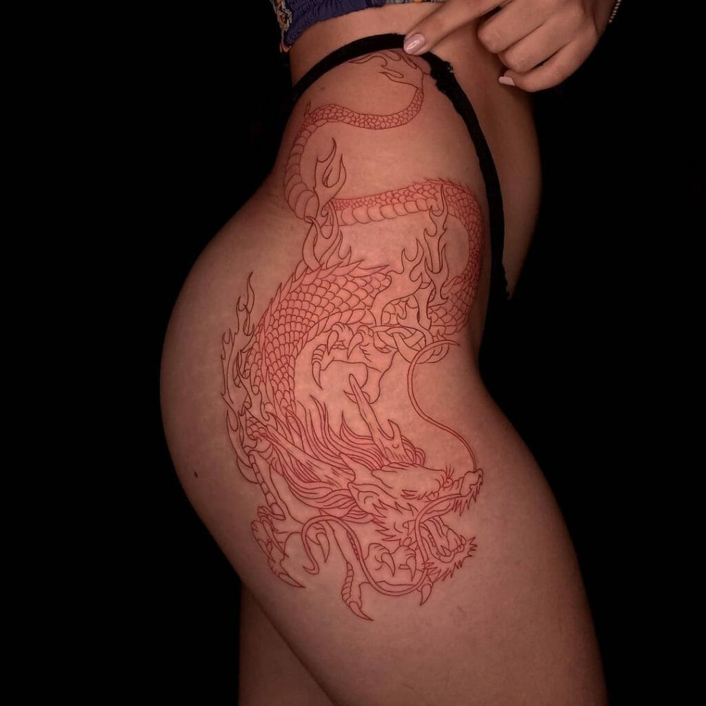 Chinese Dragon Thigh Tattoo