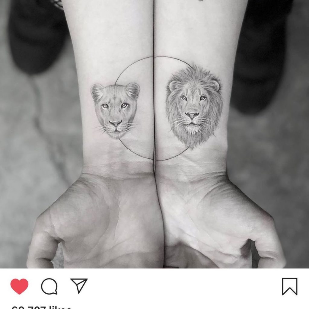 Circle Of Life Lion King Couple Tattoo
