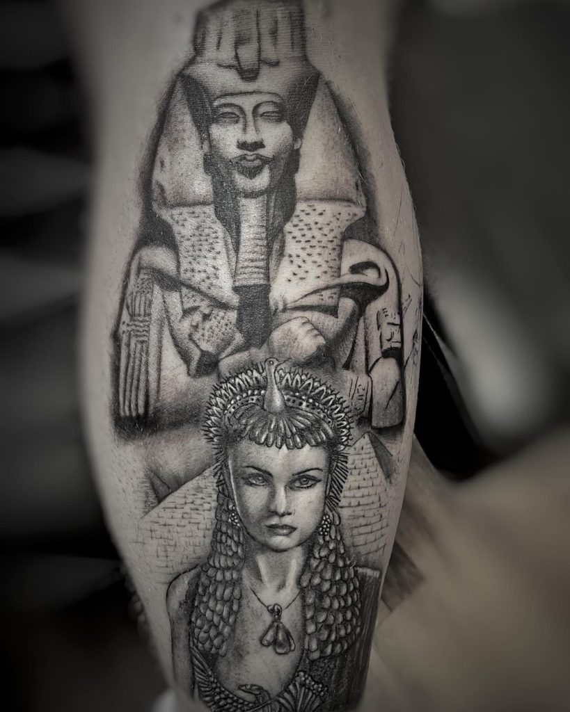 Cleopatra With Egyptian Sarcophagus Tattoo