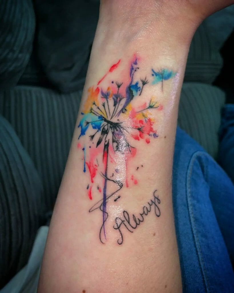 Colored Dandelion Tattoo