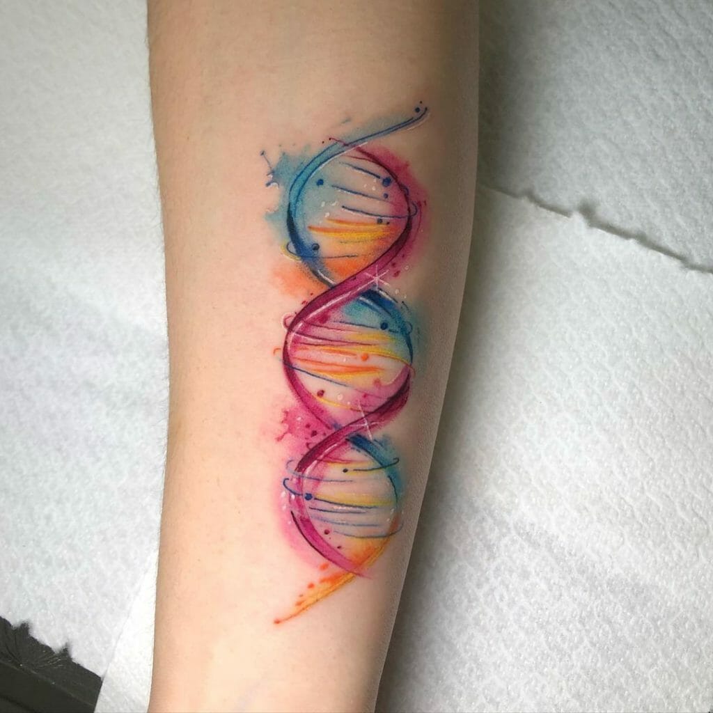 Colourful DNA Tattoo Design For The Cheerful Minds