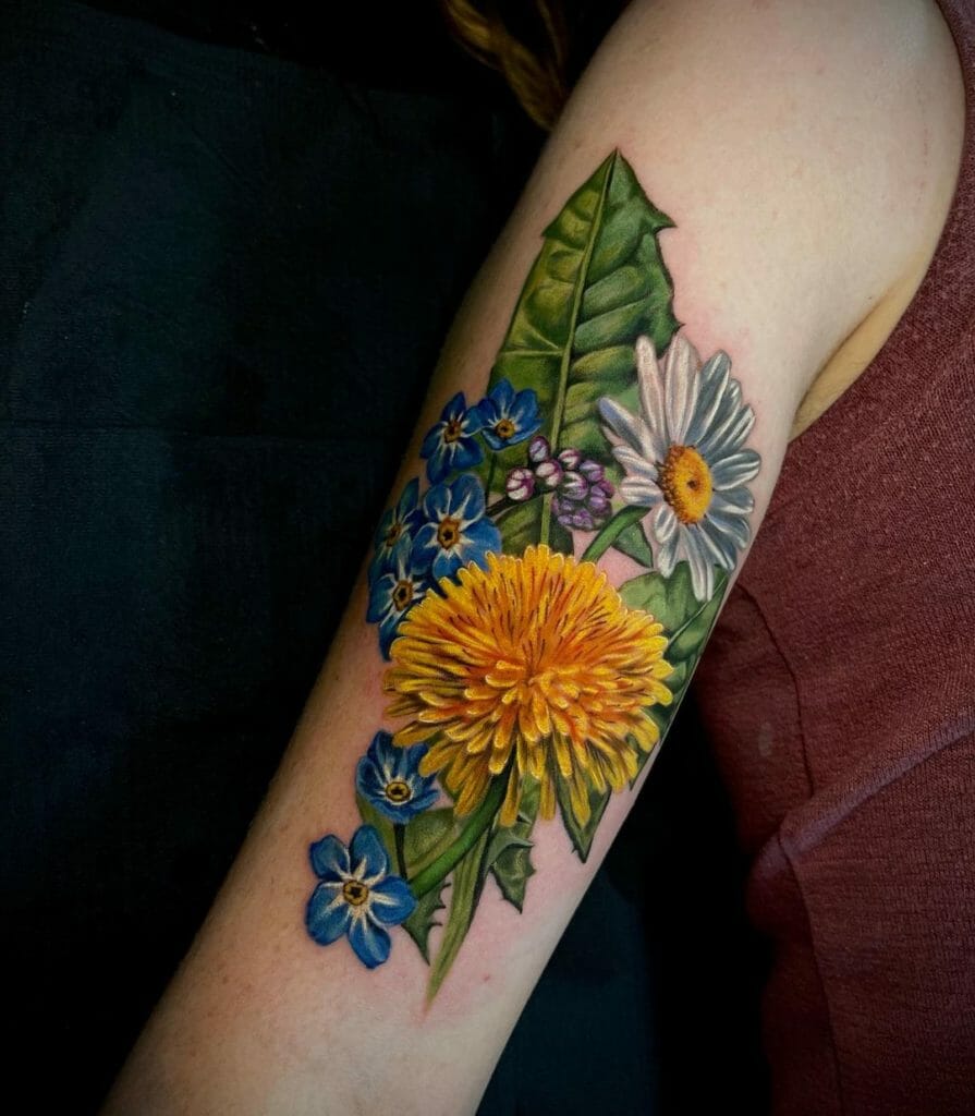Colourful Dandelion Tattoos