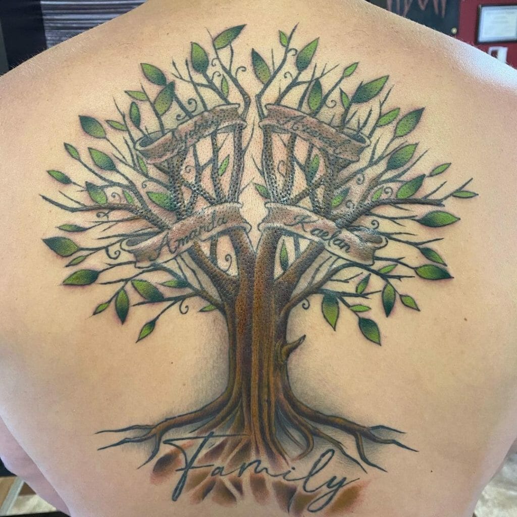 Colourful Family Tree Tattoo Ideas