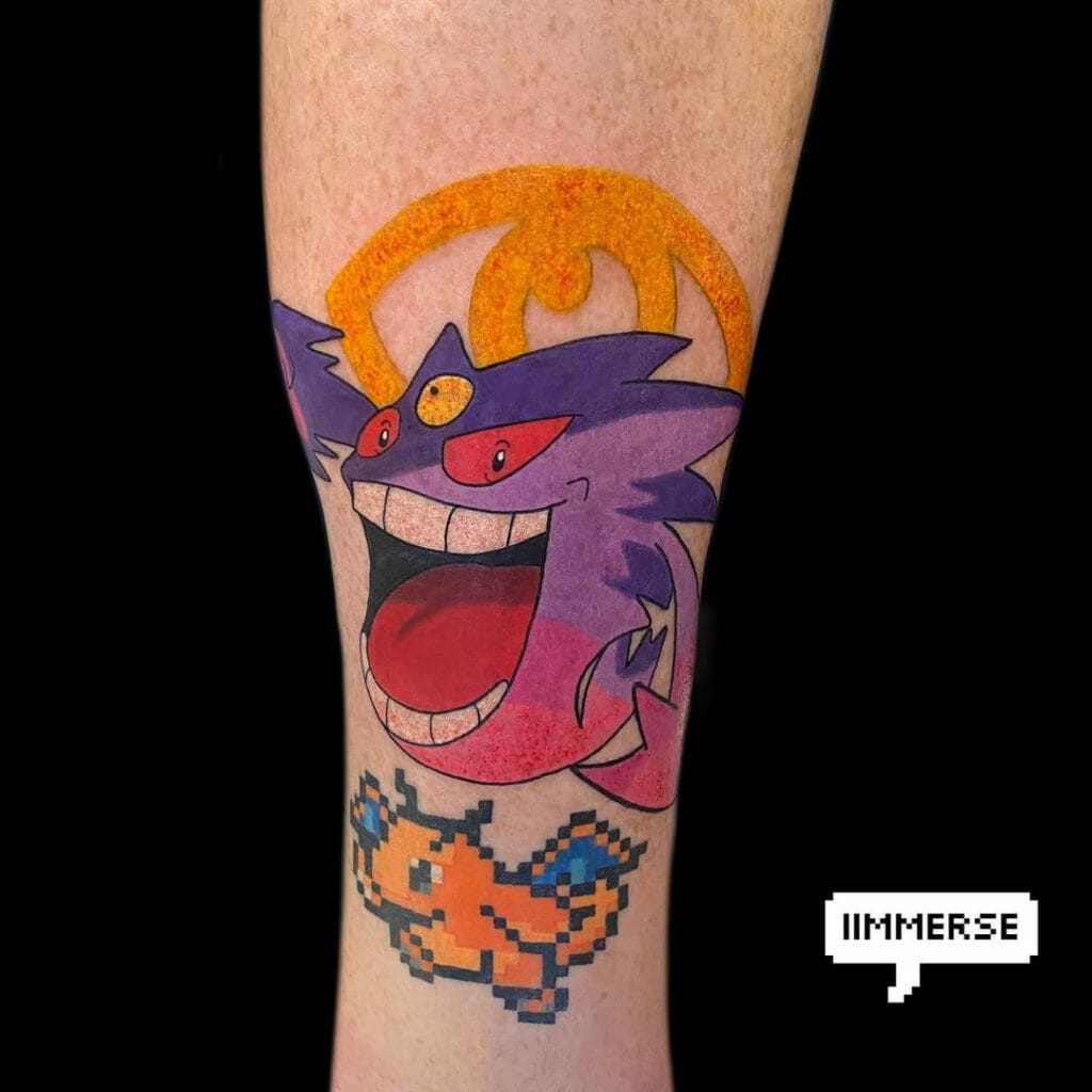 Colourful Mega Gengar Tattoo